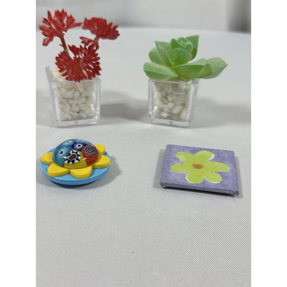 Lot Of 4 Plastic Floral Magnets,‎ Succulents